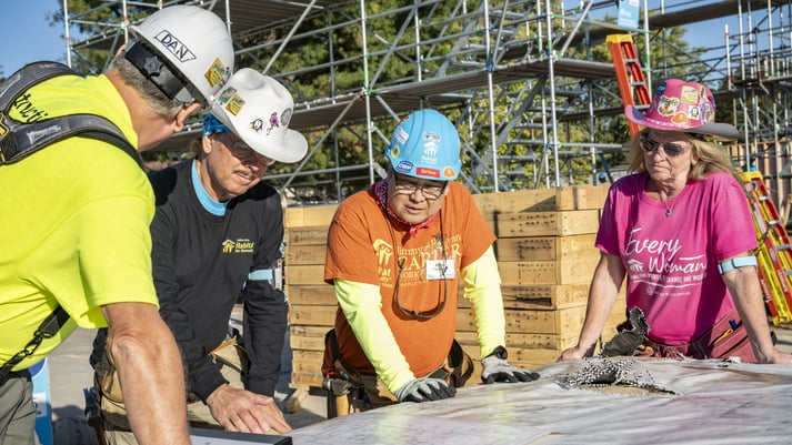 Volunteers working together.