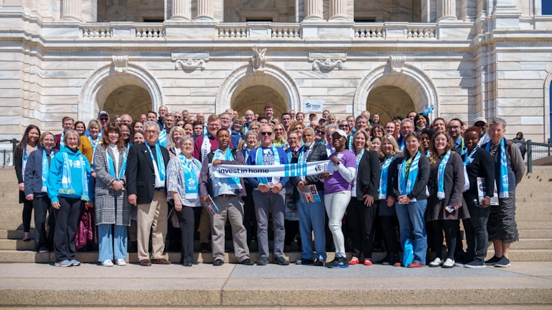 Twin Cities Habitat advocates on the front steps of the Minnesota Capitol