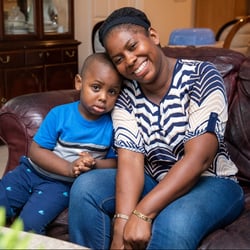 Mother homeowner and child.