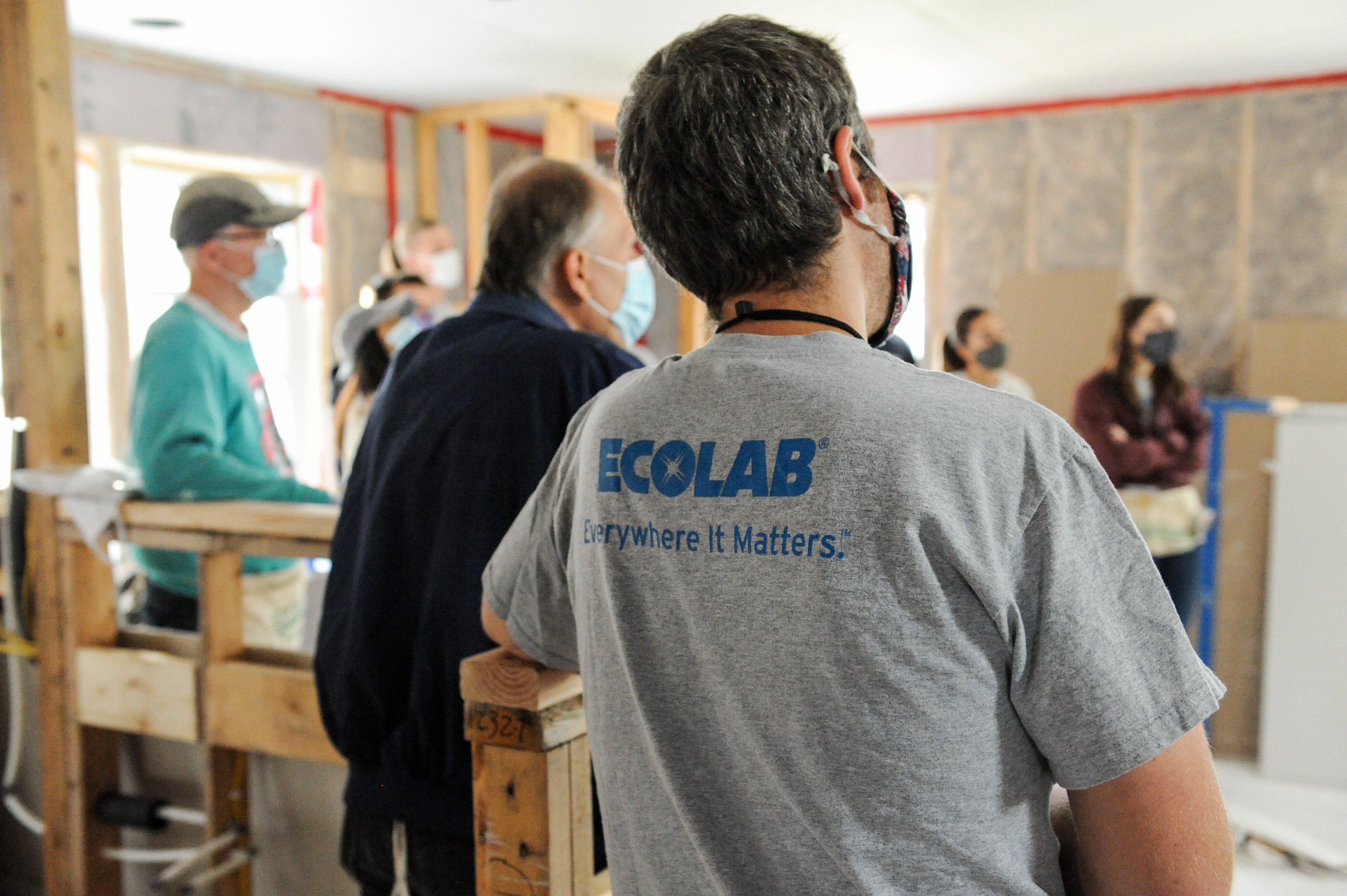 volunteers inside house