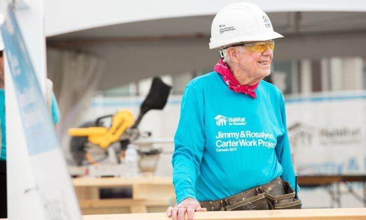 President Jimmy Carter on a Habitat build site.