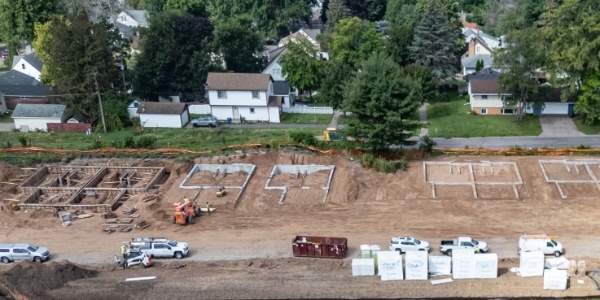 Aerial image of The Heights build site.