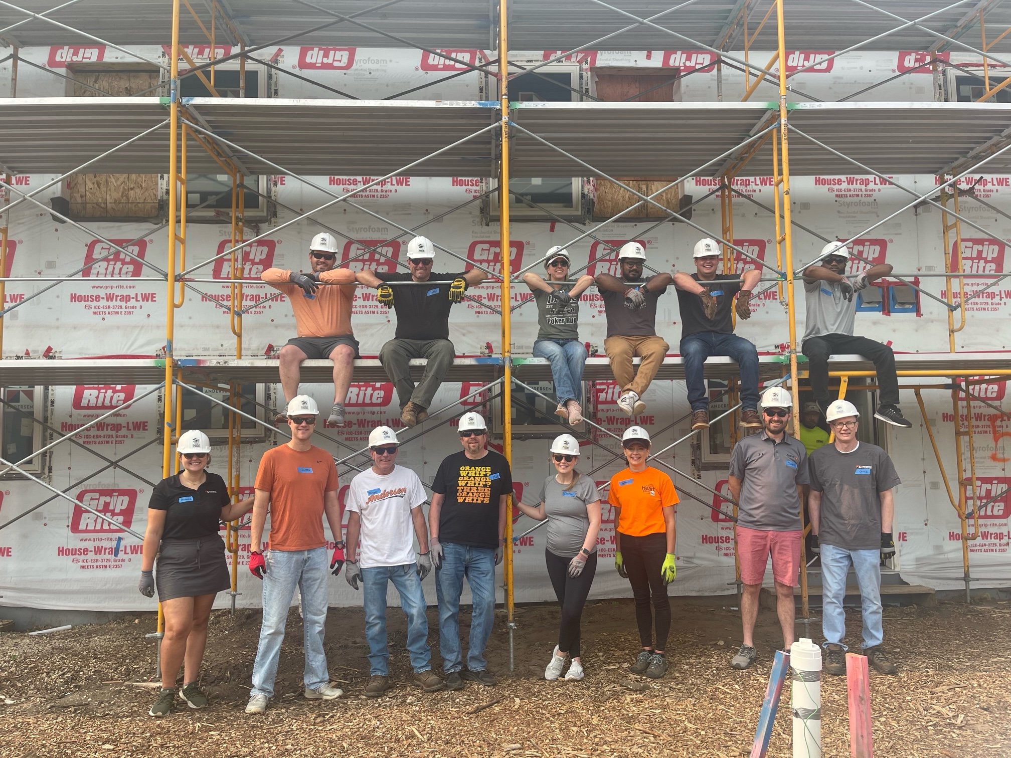 Group on scaffolding.