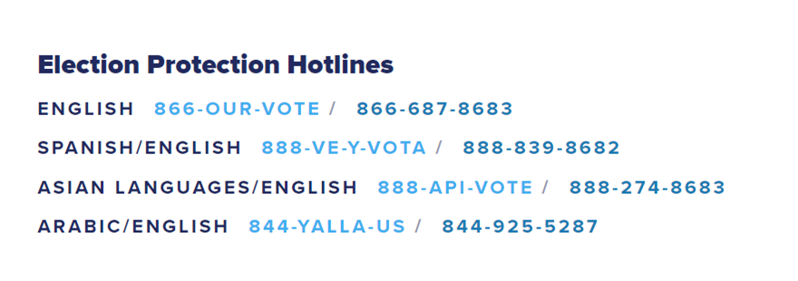 election protection hotlines